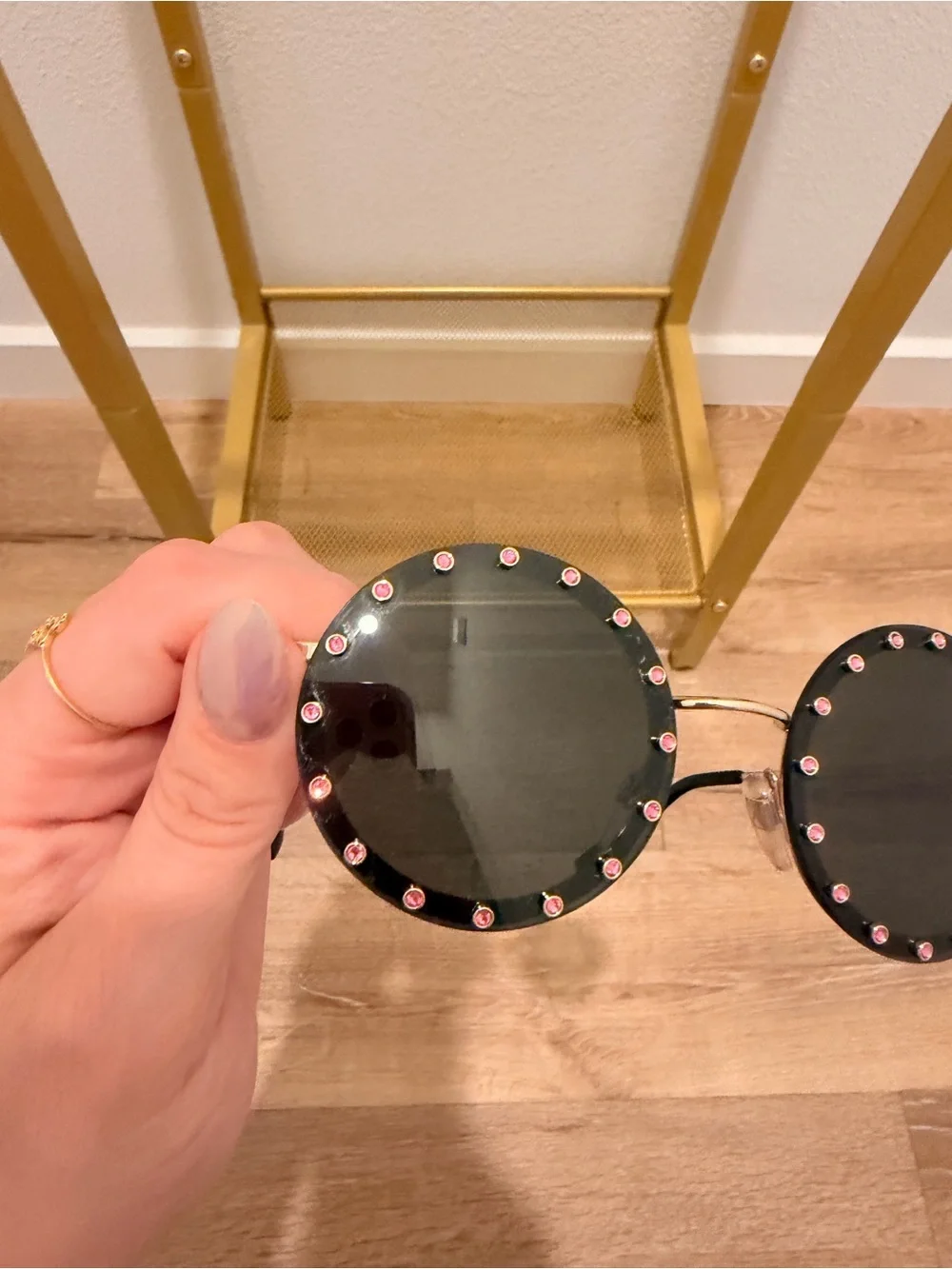 Valentino VA 2010 B 300387 Light Gold Round Sunglasses